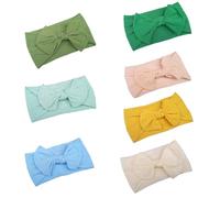 7pcs Bowknot Elastic Headbands Delicate Hair Bands, Elastic Hair Bands for Boy Girl, Adorable Daily Headwear (SET E)