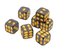 7Pcs Juego de Dados de Metal, Dados Creativos de Huesos de Calavera Dados Cuadrados con Patrón de Calavera Dados para Juegos de Mesa para Vacaciones, Fiestas, Reuniones Familiares(Negro y Oro)