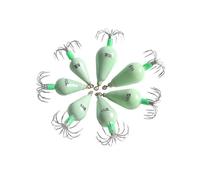 7Pcs Luminous Squid Jig Hooks 12 Needles Squid Jigs Kit Fluorescent Cuttlefish Sleeve Jig Octopus Lures Hard Fishing Baits
