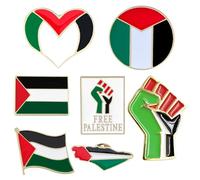 7pcs Palestina Pin, 7 estilos de pina de bandera de Palestina de aleación resistente, Pins de insignia de soporte de viajes internacional a granel para la mochila para ropa de sombrero.