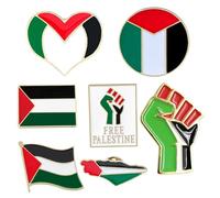 7pcs Palestina Pin, 7 estilos Pin de bandera de Palestina de aleación resistente, Pins de insignia de soporte de viajes internacionales a granel para la ropa de ropa de la sombreros Mochila