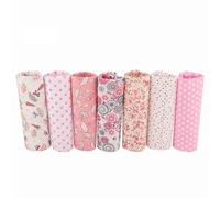 7pcs Pink Flowers Cotton Fabric Squares Quilting Sewing Precut DIY Sheets for Craft Patchwork (25 * 25cm)