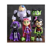 7pcs/Set Teen Titans Go Robin Cyborg Beast Boy Raven Figura de Acción Juguete Kid Gift