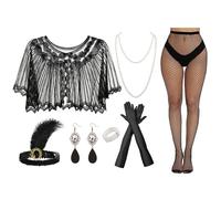 7piezas Accesorios Años 20 Mujer,Accesorios de Charleston para Mujer,Disfraz Vintage para Mujers,para Fiestas,Halloween,Carnavales y Eventos Temáticos de Disfraces