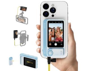 7RYMS Qshot V2 3.1" Monitor para Selfies con Cable para iPhone y Android - Salida 4K/60fps, Control Remoto, Brillo de 450 nits, Orificio para Tornillo de 1/4", Alimentación USB-C para Vlogs- Azul