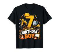 7th Birthday Boy Construction Truck 7 Years Old Party Camiseta
