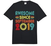 7th Birthday Idea Awesome Since September 2019 7 Years Old Comfort Colors Adult Heavyweight T-Shirt