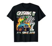 7th Birthday Monster Truck Dinosaur Crushing It Since 2019 Camiseta