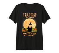7th Grade Teacher by Day Witch by Night Halloween Costume Camiseta Premium