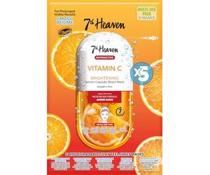 7th Heaven Nutriactive - Juego de 5 mascarillas faciales iluminadoras con aminoácidos, con suero de vitamina C, juego de cuidado de la piel vegano, mascarillas 7th Heaven auténticas