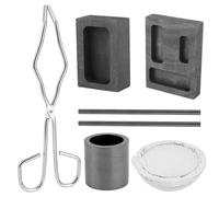 7uds Kit Fundición Soplete Grafito, Kit Refinación Kit Fundición Molde Lingote Fundición Grafito Herramientas Cerámica de Metal Kit de Crisol de Cuarzo Pequeño Crisoles para Fundir