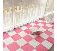 7UIYgtyO LNNNW Plush Piezas Alfombra Puzzle 16 tapetes de Espuma for Rompecabezas, tapetes de Espuma de Felpa, alfombras cuadradas entrelazadas, for decoración de Sala de Estar(White+Rose Red)