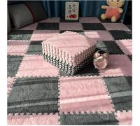 7UIYgtyO LNNNW Plush Piezas Alfombra Puzzle 16 Uds. Alfombra de Espuma de Felpa, Alfombra de retales, Alfombra for Gatear, alfombras entrelazadas Antideslizantes(Pink+Gray,1cm)
