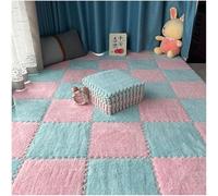 7UIYgtyO LNNNW Plush Piezas Alfombra Puzzle 16 Uds. Alfombra de Espuma de Felpa, Alfombra de retales, Alfombra for Gatear, alfombras entrelazadas Antideslizantes(Pink+Light Blue,1cm)