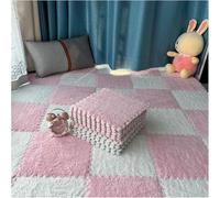 7UIYgtyO LNNNW Plush Piezas Alfombra Puzzle 16 Uds. Alfombra de Espuma de Felpa, Alfombra de retales, Alfombra for Gatear, alfombras entrelazadas Antideslizantes(White+Pink,1cm)