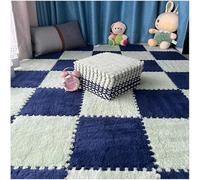 7UIYgtyO LNNNW Plush Piezas Alfombra Puzzle 16 Uds. Alfombra de Espuma de Felpa, Alfombra de retales, Alfombra for Gatear, alfombras entrelazadas Antideslizantes(Navy Blue+Green,1cm)