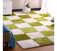 7UIYgtyO LNNNW Plush Piezas Alfombra Puzzle Alfombra Cuadrada de Felpa entrelazada, 30 Uds., Alfombra de Espuma de Rompecabezas de Felpa, Alfombra Antideslizante, Alfombrillas Deportivas(Green+White)