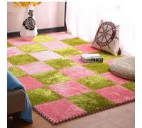 7UIYgtyO LNNNW Plush Piezas Alfombra Puzzle Alfombra Cuadrada de Felpa entrelazada, 30 Uds., Alfombra de Espuma de Rompecabezas de Felpa, Alfombra Antideslizante, Alfombrillas Deportivas(Pink+Green)