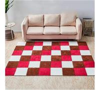 7UIYgtyO LNNNW Plush Piezas Alfombra Puzzle Alfombra de Escalada de Felpa, Alfombra de Espuma EVA entrelazada, Corte y Empalme, Adecuada for área de Juegos, Dormitorio, 24 Uds.(Brown+White+Red)