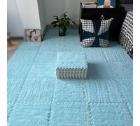 7UIYgtyO LNNNW Plush Piezas Alfombra Puzzle Alfombra de Piso entrelazada de Espuma de Felpa de 10 Piezas, Alfombra de Espuma de Rompecabezas Cuadrado, Alfombra Antideslizante DIY(Light Blue)