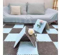 7UIYgtyO LNNNW Plush Piezas Alfombra Puzzle Alfombra de Rompecabezas de Espuma entrelazada, tapete Cuadrado for Piso, Lavable, 12 Piezas, tapetes de Espuma entrelazados de Felpa(Blue+Gray)