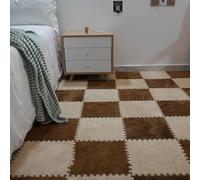 7UIYgtyO LNNNW Plush Piezas Alfombra Puzzle Alfombra de Rompecabezas de Espuma entrelazada, tapete Cuadrado for Piso, Lavable, 12 Piezas, tapetes de Espuma entrelazados de Felpa(Apricot+Coffee)