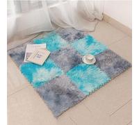 7UIYgtyO LNNNW Plush Piezas Alfombra Puzzle Alfombra entrelazada de 12 Uds., Alfombra Cuadrada de Espuma de Felpa, Alfombra de Suelo de Rompecabezas de Felpa esponjosa entrelazada(Blue+Gray)
