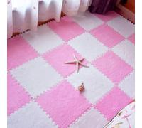 7UIYgtyO LNNNW Plush Piezas Alfombra Puzzle Baldosas de Espuma entrelazadas, 12/16/18 Piezas, tapete de Rompecabezas Cuadrado de Felpa, tapete de Gateo de Felpa, cortable(Pink+White,16pcs)