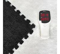 7UIYgtyO LNNNW Plush Piezas Alfombra Puzzle Baldosas de Espuma entrelazadas de Felpa, 24 Piezas, esteras de Rompecabezas, Alfombra de Espuma for Gimnasio en casa, área de Juegos for Gatear(Nero)