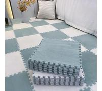 7UIYgtyO LNNNW Plush Piezas Puzzle 12 losetas de Alfombra de Felpa, Alfombra Cuadrada entrelazada de Rompecabezas, Alfombra de Piso de retales de Espuma extraíble, cortable(Light Green+Beige,30x30cm)