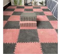 7UIYgtyO LNNNW Plush Piezas Puzzle 16 Uds. Alfombras entrelazadas de Espuma de Felpa, tapetes Cuadrados esponjosos de Rompecabezas, Suaves y Antideslizantes, for decoración del hogar(Light Red+Gray)