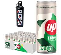 7UP Zero Refresco de Lima y Limón Sin Azúcares, Latas de 330 ml, Pack de 24 (7,92 L), Incluye Botella Pepsi de Regalo