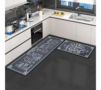 7VSTOHS Alfombras y tapetes de Cocina 2 Piezas Alfombras para Interiores Alfombra de Cocina Lavable y Antideslizante para pasillos, comedores, entradas felpudos(Gris,40×60+40×120cm)