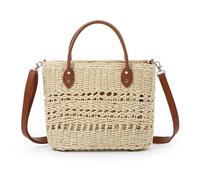 7VSTOHS Bolsa de Bandolera de Paja Mujeres, Verano Totes de Playa Ratán a Mano de la Armadura de Crossbody Para Estilo Boho Para Viajes, Fechas y Vacaciones