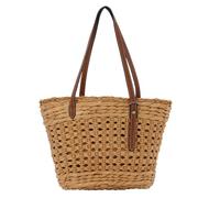 7VSTOHS Bolsa de Hombro de paja para Mujer, Bolsa de Playa de Verano, Tejido Hombro Totes Ratán a Mano de la Armadura Boho Para Viajes, Playa, Fechas y Vacaciones