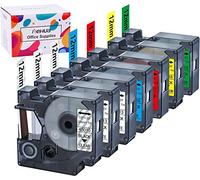 7x Hehua Compatible Dymo D1 12mm x 7m Cinta de Etiqueta | 45013(2PK) 45010 45016 45017 45018 45019 12mm x 7m Etiquetas, para LabelManager 160 280 420P LabelWriter 450 LabelPoint 150