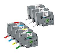 7x Kamo Cinta de Etiquetas Compatibles con Brother P-touch TZe-231 431 531 631 731 (12 mm x 8 m) Blanco/Rojo/Amarillo/Azul/Verde, para PT-D210, PT-D220, PT-D200, PT-H110, PT-D400, PT-D600