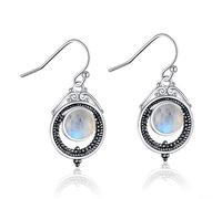 7x7mm redondo de luna natural Pendientes de luna para mujeres Vintage 925 Pendientes de boda Joyería de moda Regalos hechos en China