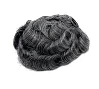 8×10 inch Men Human Hair Toupee,Thin Skin Mens Invisible Hairline Hairpieces for Man, Replacement Wigs Suave y Transpirable(1B50#)