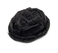 8×10 inch Men Human Hair Toupee,Thin Skin Mens Invisible Hairline Hairpieces for Man, Replacement Wigs Suave y Transpirable(1B10#)