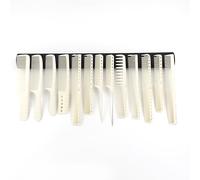 8/13 piezas, traje profesional de peinado de carbono de peluquero blanco/negro, traje de peinado antiestático resistente al calor (13 piezas - peines de medición)