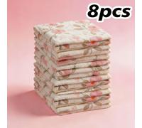8/16/32pcs Paños de Limpieza Reutilizables de Vellón Coral, Toallas Suaves de Secado Rápido Súper Absorbentes, Toallitas Multiusos con Dorado Coral Rosa para Cocina, Baño, Vidrio, de Autos