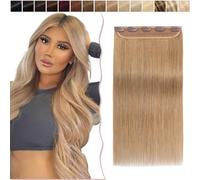 8"(20cm) SEGO Extensiones de Clip de Pelo Natural Remy Una Pieza [#27 Rubio Oscuro] Cabello Humano Liso Postizos Pelucas Californianas Human Hair Invisible (40g)
