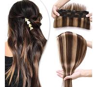 8"(20cm) SEGO Extensiones de Clip de Pelo Natural Una Pieza GRUESA [#4/27 Castaño Chocolate/Rubio Oscuro] 100% Remy Cabello Humano Liso Postizos (60g)
