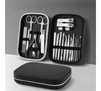 8-23 piezas/juego de cortaúñas de acero inoxidable con bolsa plegable, suministros para uñas, plateado 22 piezas