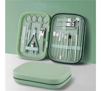 8-23 piezas/juego de cortaúñas de acero inoxidable con bolsa plegable, suministros para uñas, verde claro, 22 piezas