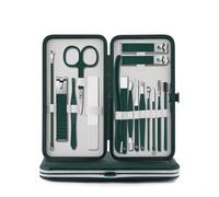 8-23 piezas/juego de cortaúñas de acero inoxidable con bolsa plegable, suministros para uñas, verde oscuro, 16 piezas