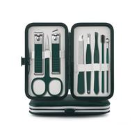 8-23 piezas/juego de cortaúñas de acero inoxidable con bolsa plegable, suministros para uñas, verde oscuro, 8 piezas