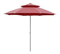 8.2ft Adjustable 2-Tier Patio Umbrella - UPF50+ Beach Parasol for Garden Pool & Balcony Outdoor Sunshade Summer Relaxation Lightweight & Portable Design