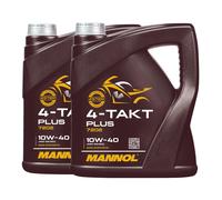 8 (2x4) Litros MANNOL 10W-40 4 Tiempos Plus Aceite De Moto JASO MA2